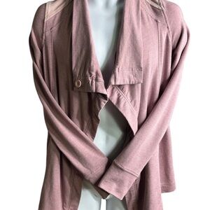 Lululemon Coast Wrap Sweater Heathered Chalky Rose Womens 4 Thumb Holes Yoga